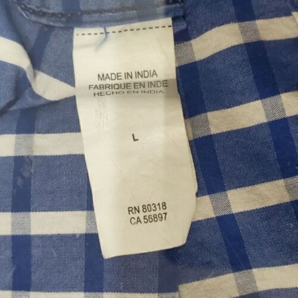 Lucky Brand Jeans‎ Men's Large L/S Classic Fit Button Front Plaid Blue White - Picture 3 of 3
